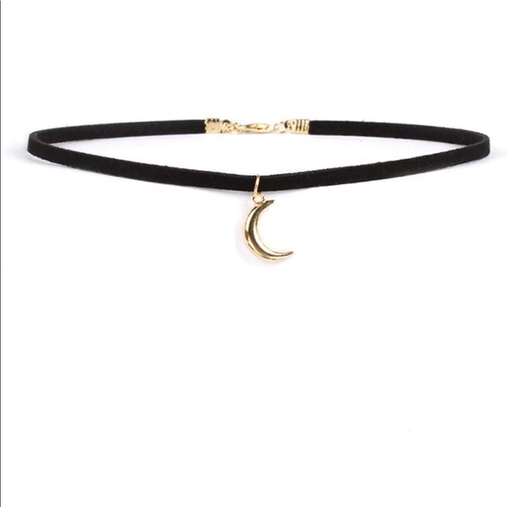 Moon Choker Dainty Velvet Black Moon Necklace Fashion Choker Necklace